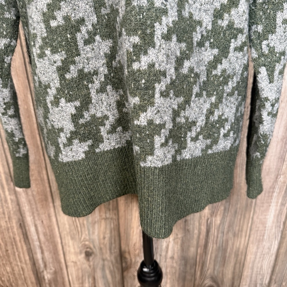 Madewell Allston Sweater Cardigan Womens S Oversized Houndstooth Green Gray - Picture 7 of 13